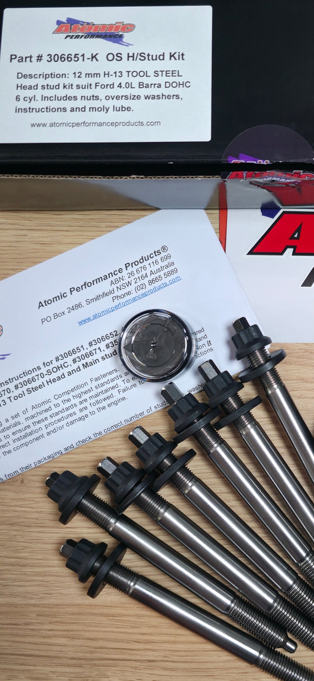 Atomic Barra Tool Steel Headstuds Std Size 12mm or Upgrade