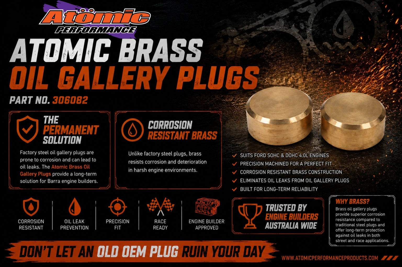 Atomic Brass Oil Gallery Plug Kit - 306082