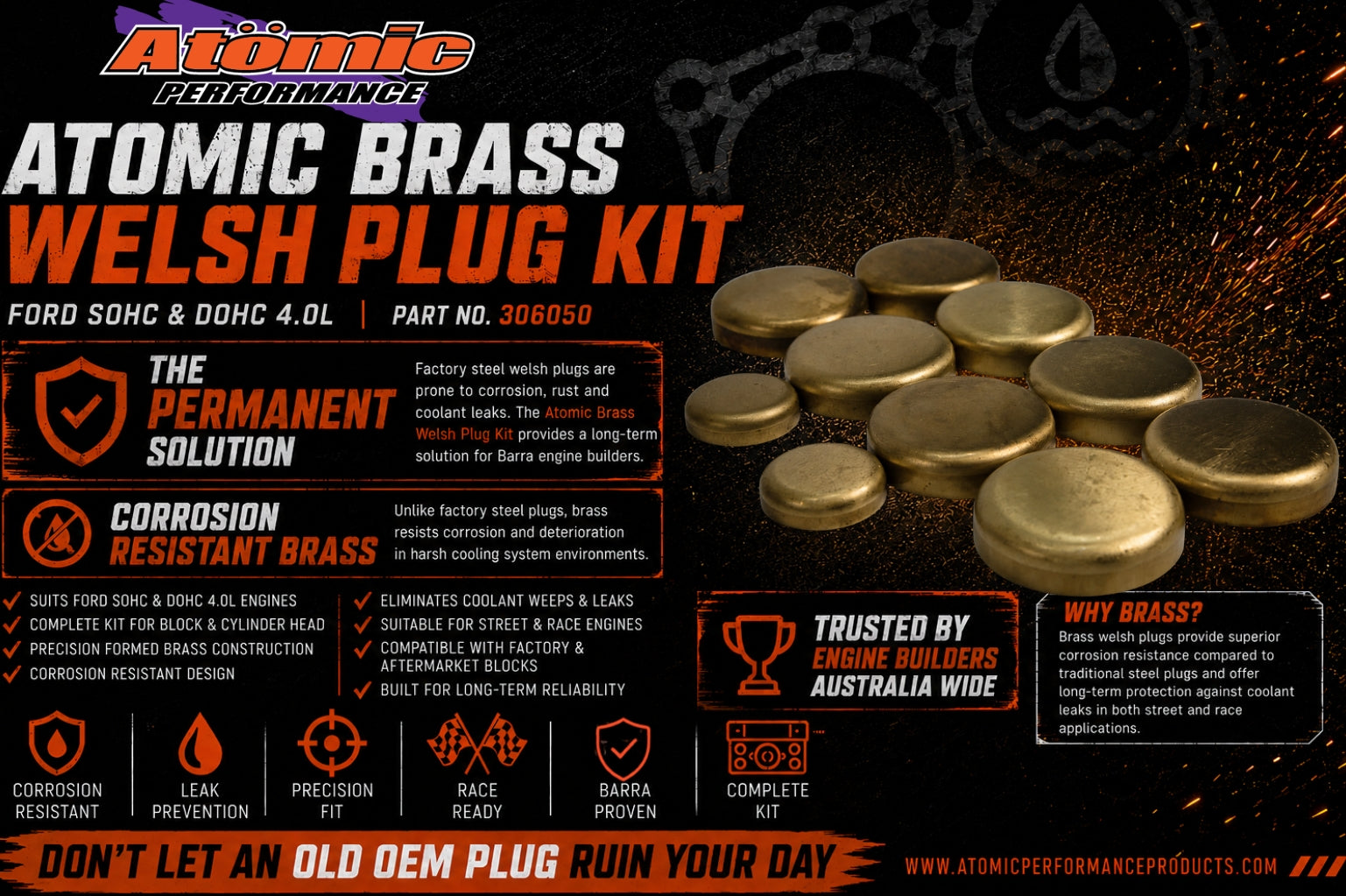 Atomic Brass Welsh Plug Kit - 306050