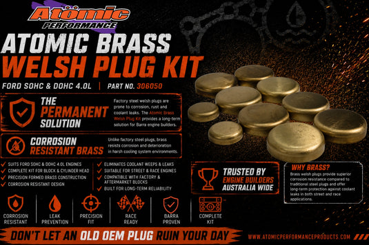 Atomic Brass welsh plug kit to suit SOHC/DOHC 6cyl Engines