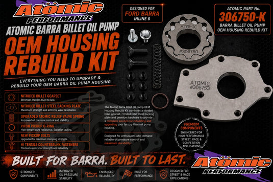Atomic Barra Billet Oil Pump OEM Housing Rebuild Kit