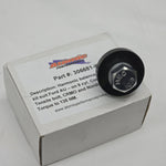 silver hex bolt with nordlock washer and black washer on white box with label and white background